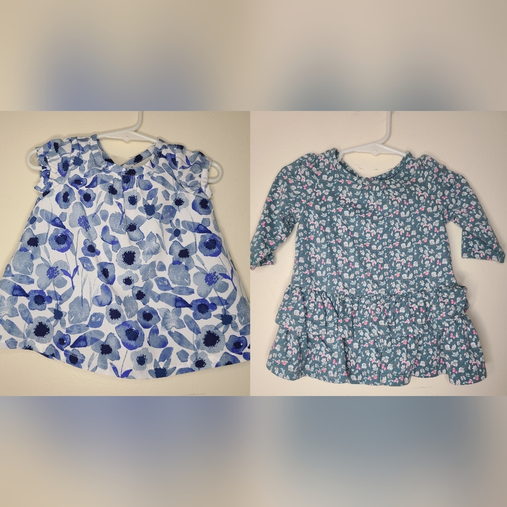 Bundle of blue and green baby dresses 3-6months gap & oshkosh